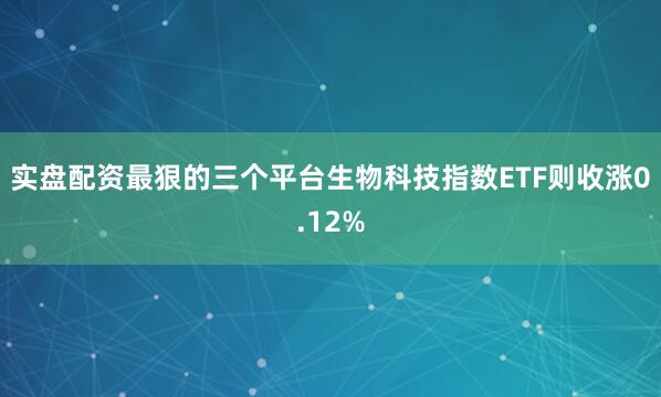 实盘配资最狠的三个平台生物科技指数ETF则收涨0.12%